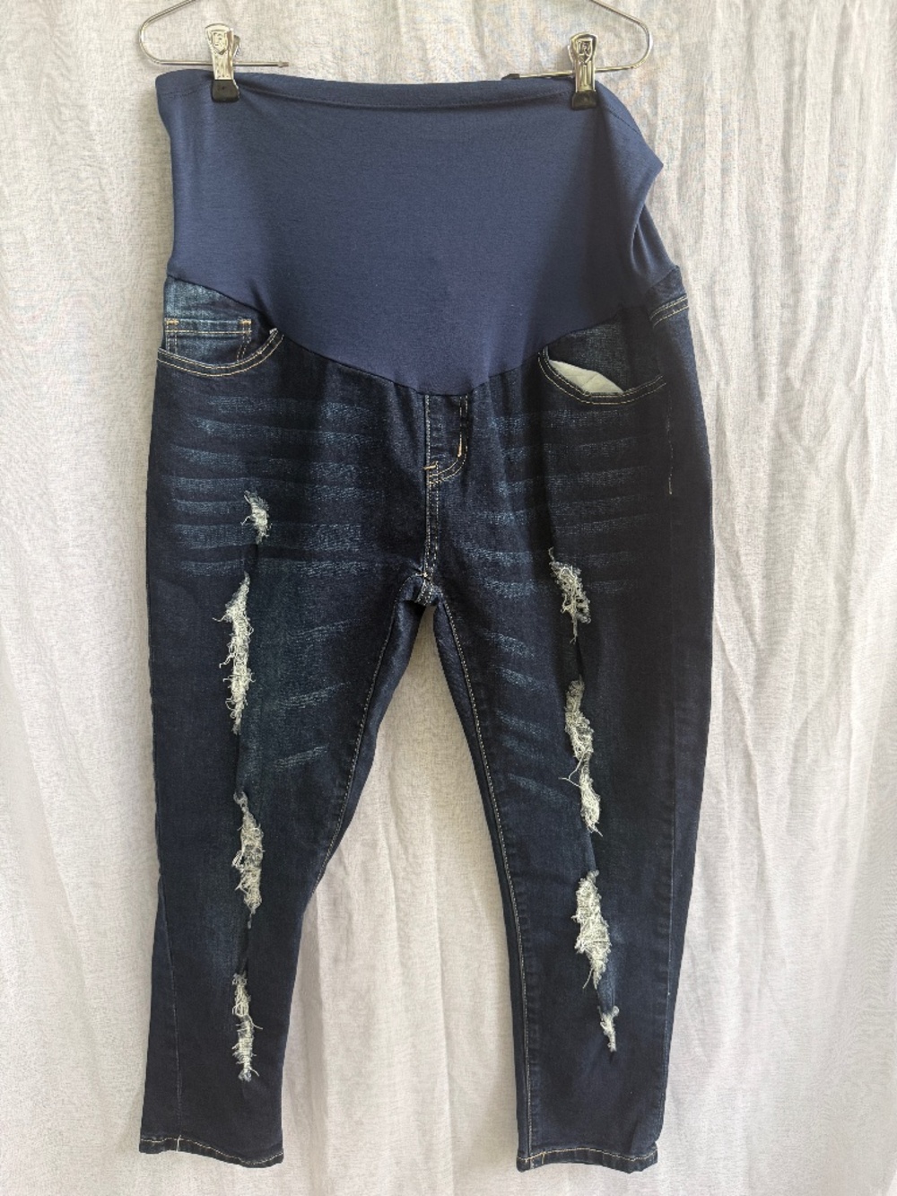 Angel Kiss Maternity Jeans | Size L | Distressed Pregnancy Denim Comfortable Fit
